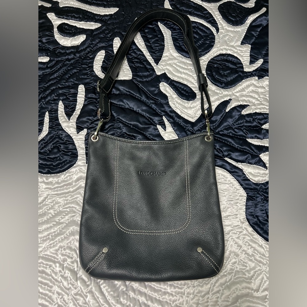 Longchamp Black Leather Shoulder Bag